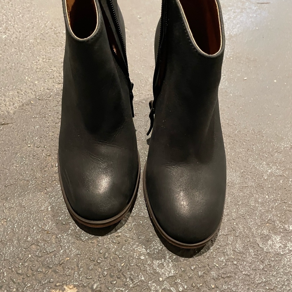 bp Black Ankle Boots with Elastic Side Panels and Rounded Toe